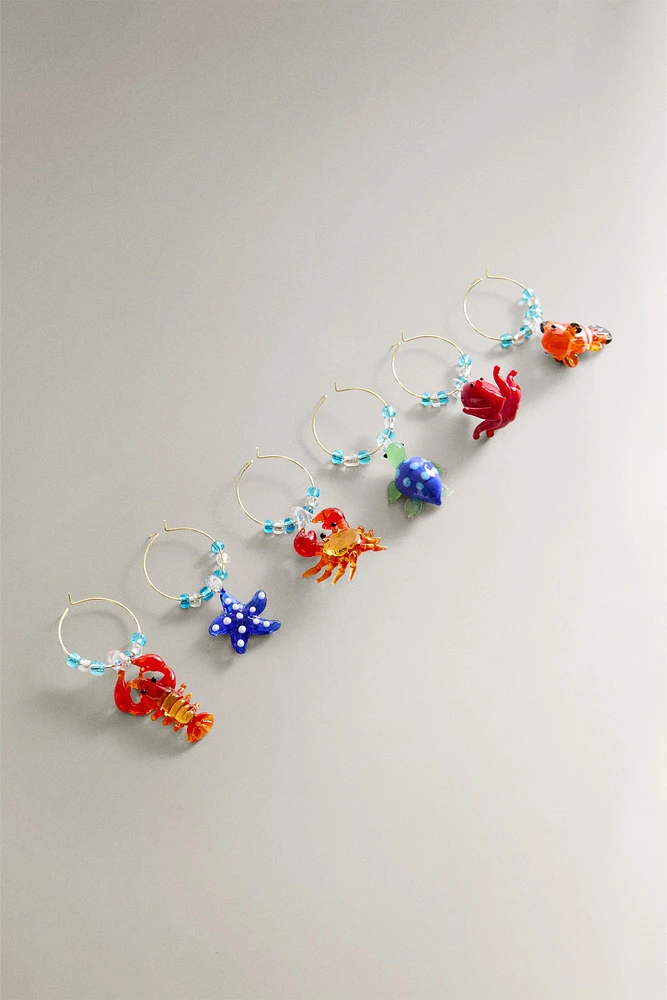 SET OF MARINE ANIMAL GLASS CHARMS (SET OF 6)