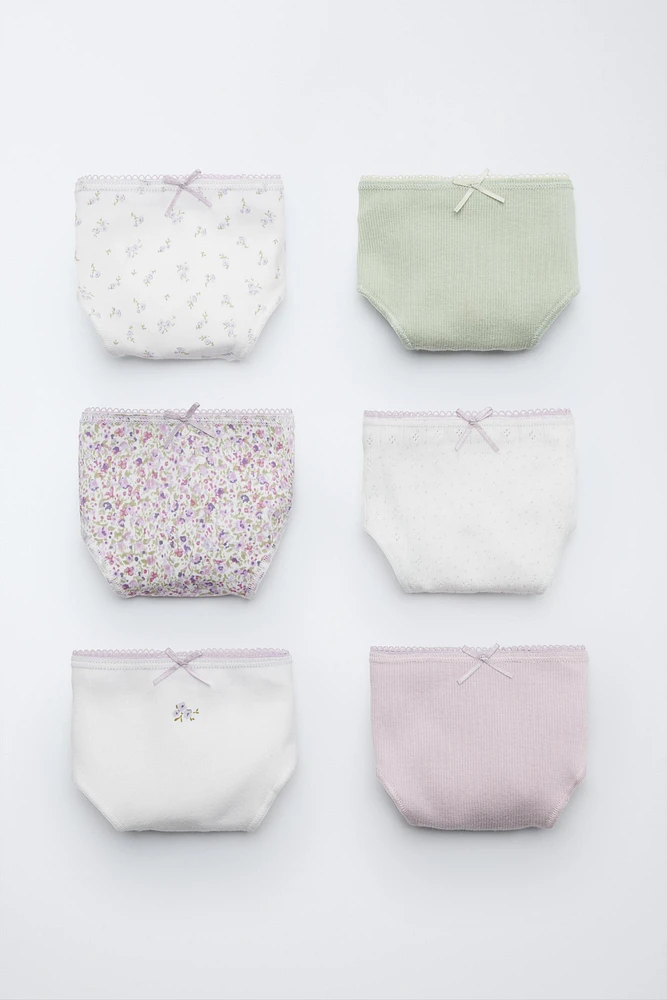 6-14 ANS/ LOT DE SIX CULOTTES IMPRIMÉES