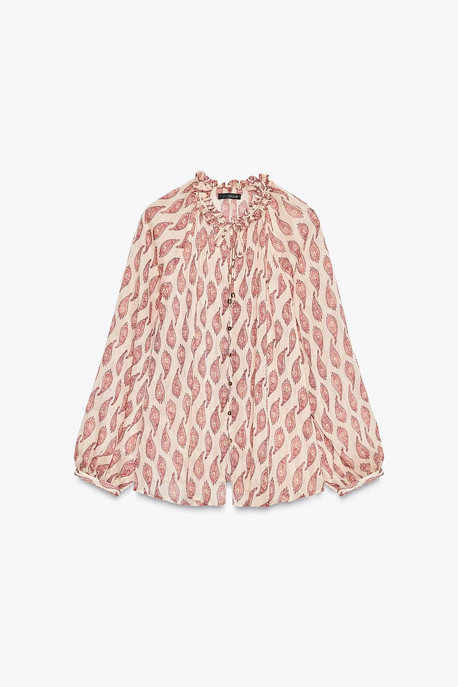 PRINTED SHIRT WITH METALLIC THREAD