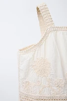 CROCHET KNIT FLORAL TOP