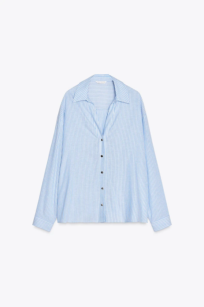 STRIPED LINEN BLEND SHIRT