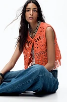 GILET EN MAILLE À FRANGES