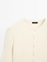 100% cotton cable-knit cardigan