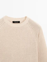 Linen blend crew neck sweater