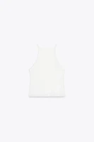 RIBBED EMBROIDERED TOP