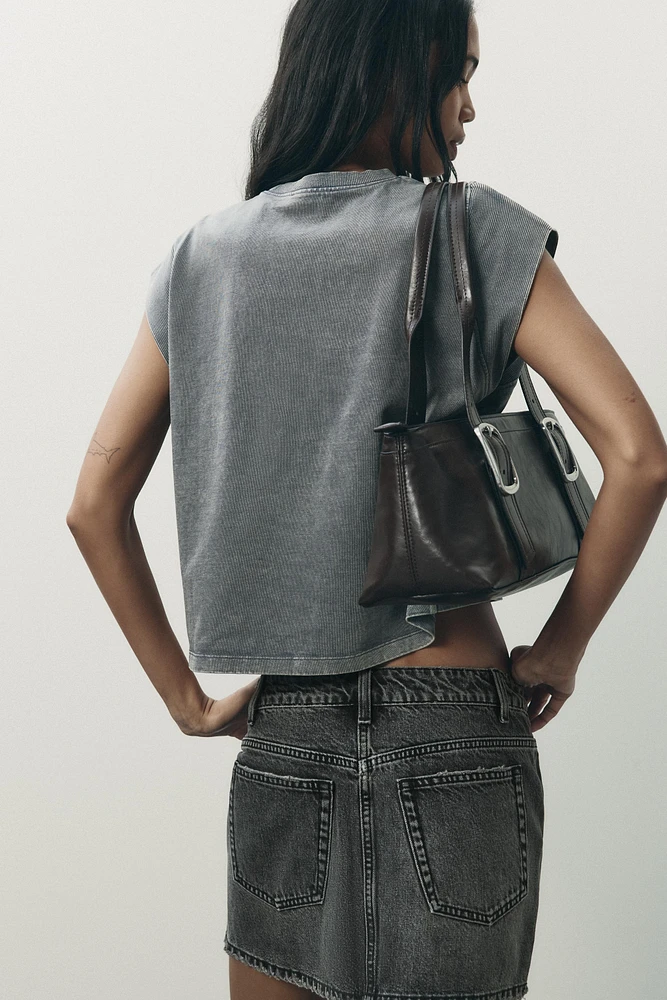 WASHED EFFECT SLEEVELESS T-SHIRT