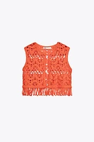 GILET EN MAILLE À FRANGES