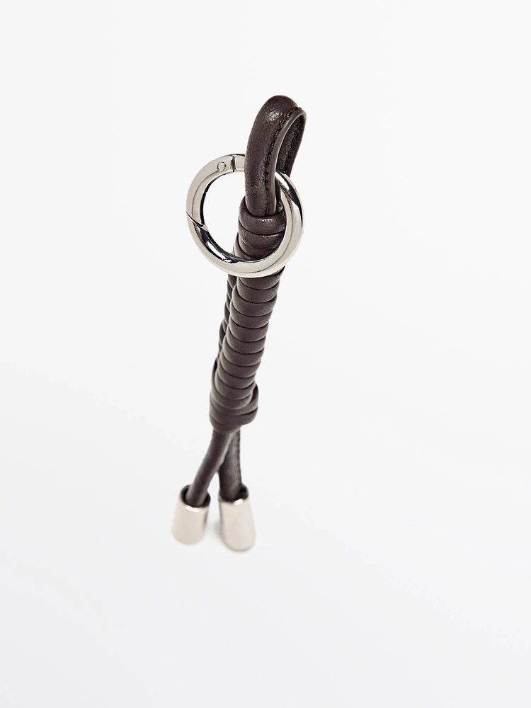 Nappa leather charm key ring with knots