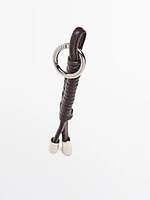 Nappa leather charm key ring with knots