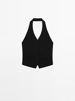 Knit halter neck waistcoat