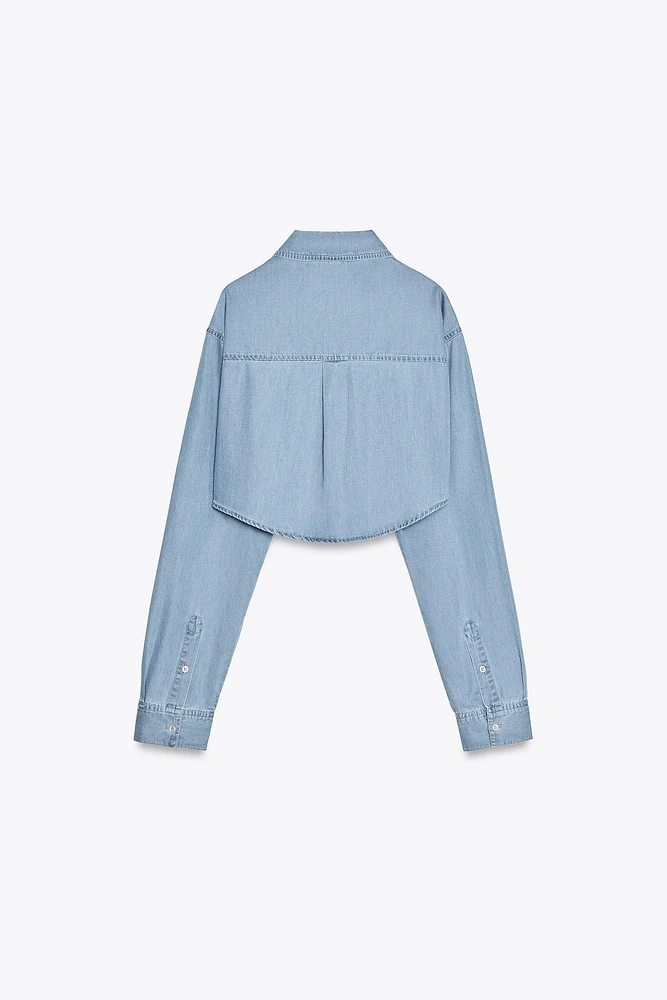 TRF CROP DENIM SHIRT