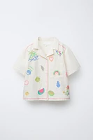 SHIRT WITH DIFFERENT EMBROIDERY AND LINEN