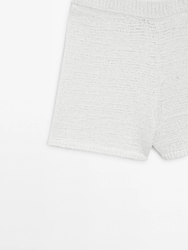 Cotton blend knit shorts