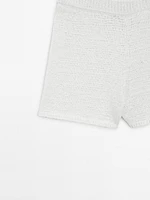 Cotton blend knit shorts