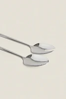 SET OF STEEL SALAD FLATWARE (SET OF 2)