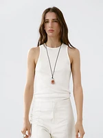 Sleeveless 100% cotton knit T-shirt