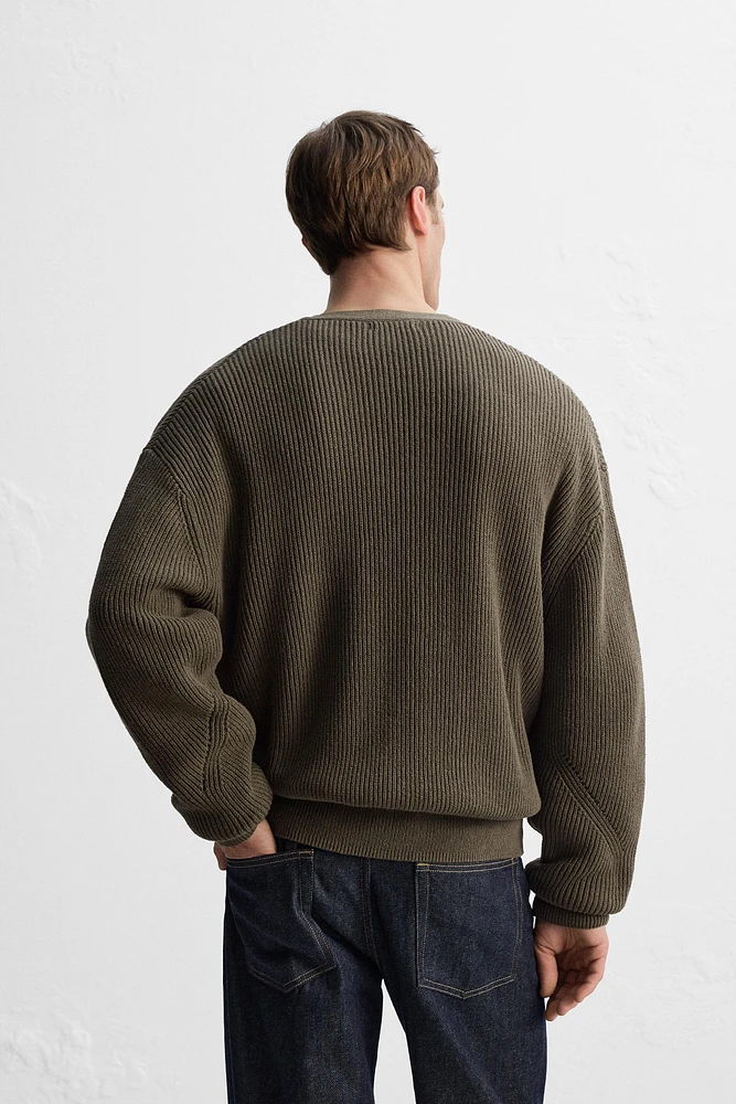 RELAXED FIT COTTON BLEND CARDIGAN