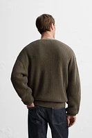 RELAXED FIT COTTON BLEND CARDIGAN