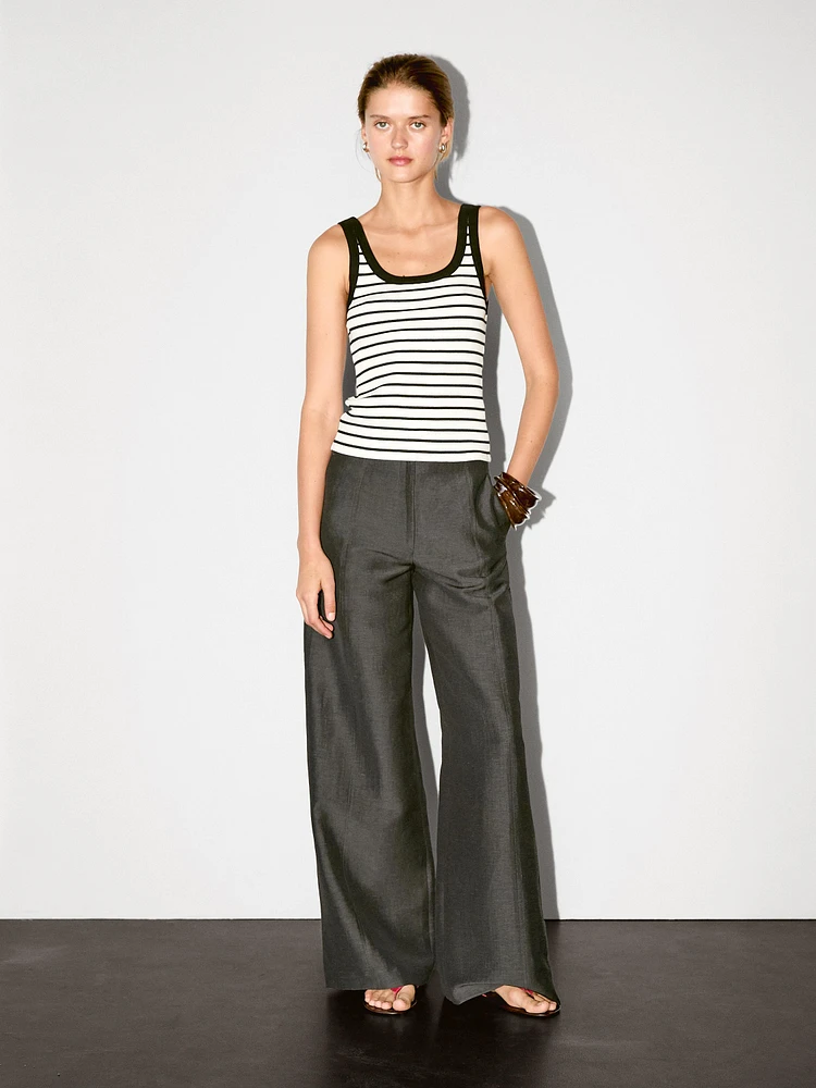 Stripe print vest top