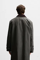 WAXED TRENCH COAT WITH CONTRAST COLLAR