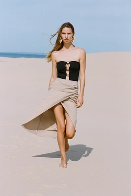 MIDI SKIRT WITH SIDE RUCHING