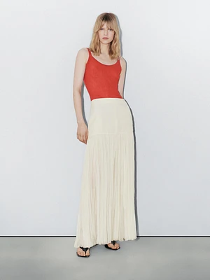 Long silk blend skirt with corset belt - Studio