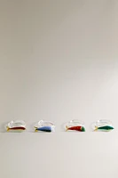 SET OF BOROSILICATE GLASS FISH NAPKIN RINGS (SET OF 4)