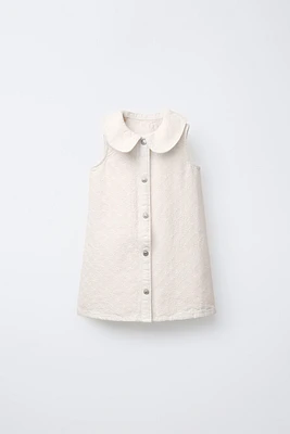 EMBROIDERED FLORAL TWILL DRESS