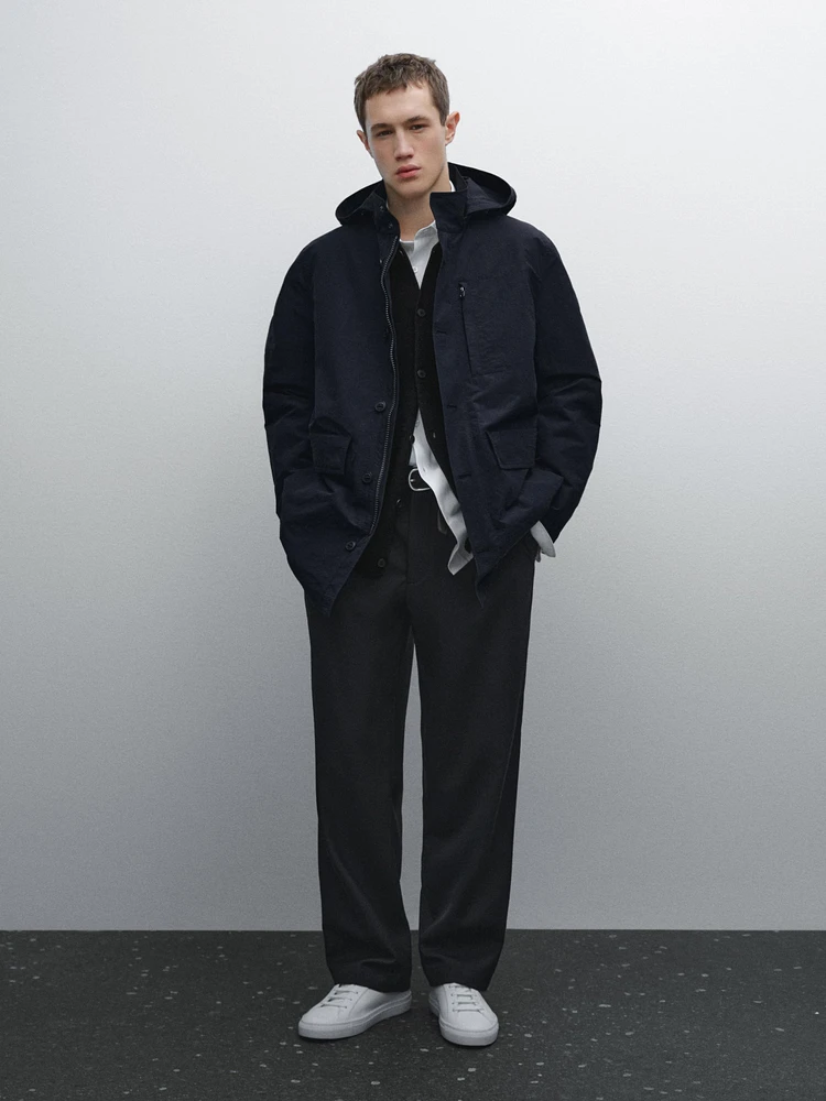 Cotton blend hooded parka