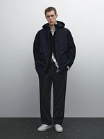 Cotton blend hooded parka