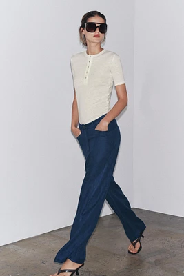 BUTTONED LINEN T-SHIRT