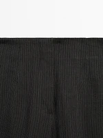 Pantalon de tailleur à rayures coton mélangé