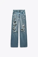 TRF HIGH RISE WIDE LEG RIPPED JEANS