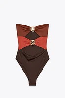 SPIRAL PIECE BANDEAU SWIMSUIT