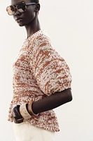 COMBINATION KNIT PEPLUM TOP