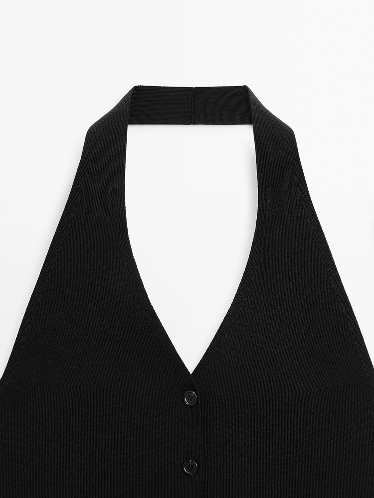 Knit halter neck waistcoat