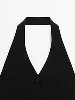 Knit halter neck waistcoat