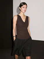 Top encolure drapée 100 % coton