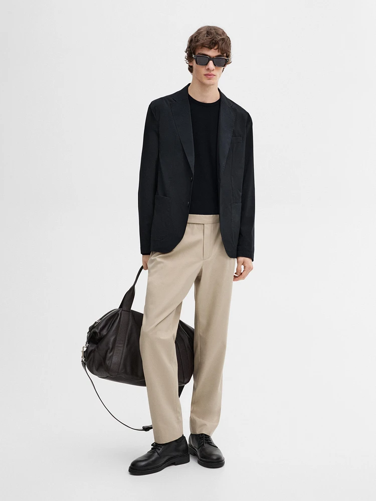 Cotton blend darted trousers