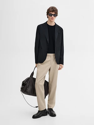 Cotton blend darted trousers
