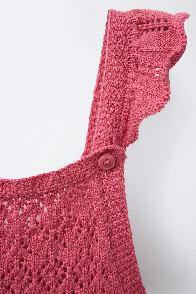 KNIT LACE OVERALL SHORTS