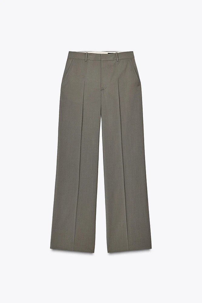 100% WOOL STRAIGHT LEG PANTS ZW COLLECTION