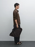 100% linen stand collar overshirt