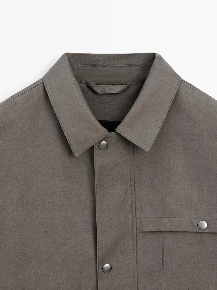 Cotton blend jacket with pocket detail