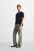 BASIC CONTRAST RIBBED T-SHIRT