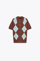 HAUT POLO EN MAILLE À LOSANGES