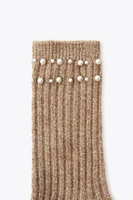 CHAUSSETTES CÔTELÉES PERLES