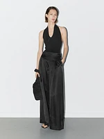 Knit halter bodysuit with V-neck - STUDIO
