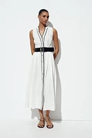 ROBE MIDI EN POPELINE LISERÉS CONTRASTE