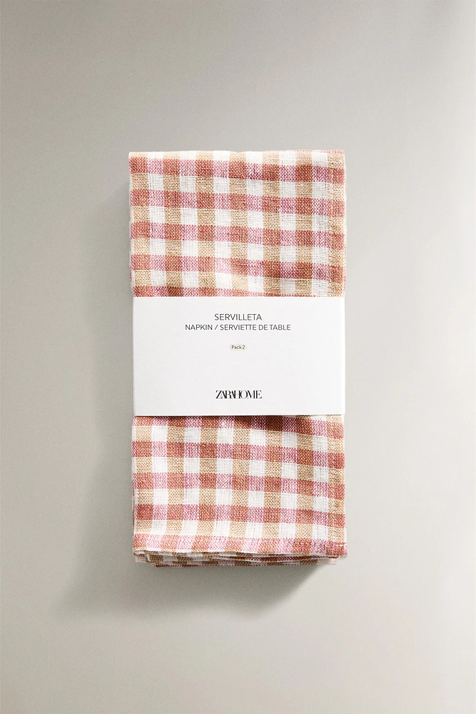 LOT SERVIETTES DE TABLE VICHY COMBINÉS (LOT DE 2)